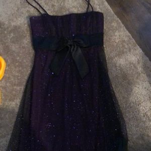 Purple and Black Sparkle Bow Mini Dress
